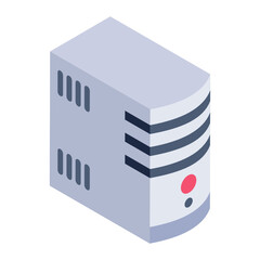 
Central processing unit, icon of computer cpu in isometric design 
