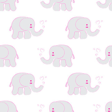 Elephant seamless pattern, Cute Elephant on the white background. © PUPIL MINER