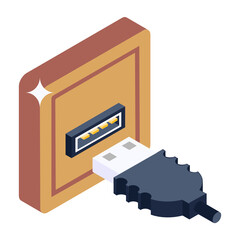 

Trendy isometric design of insert usb icon
