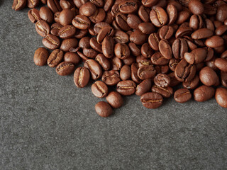 top view of fresh roasted coffee beans background