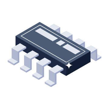 
A single chip microcontroller icon, isometric style of integrated circuit
