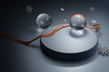 Winter decorations on light blue background