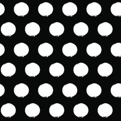 Vector polka dots seamless pattern, hand drawn black watercolor stains. Ink doted background, isolated on white.