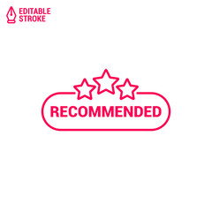 Recommended icon with stars. Good, best or great choice. Vector line banner with editable strokes