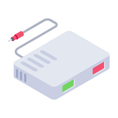 
Electronic modem cable icon, isometric design 
