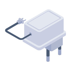 
Power plug icon in isometric design, electric adapter editable vector 
