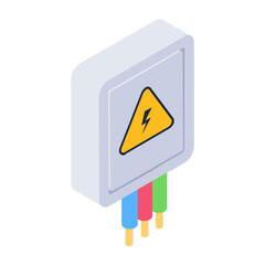 
Electrical hazard icon in editable isometric style 
