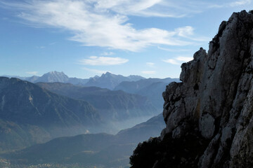 Obraz premium Mountain hiking tour Hochstaufen mountain in Bavaria, Germany
