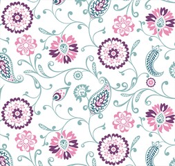 paisley floral pattern, textile , Rajasthan, royal India	