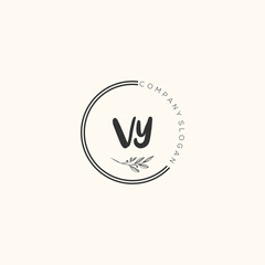 Fototapeta na wymiar VY Beauty vector initial logo, handwriting logo art design of initial signature, wedding, fashion, jewerly, boutique, floral and botanical with creative template for any company or business.