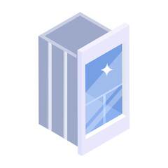 
Isometric vector design of glass elevator, editable icon
