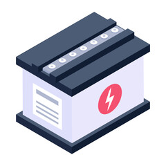 
Rechargeable battery icon in isometric design, power battery trendy style vector
