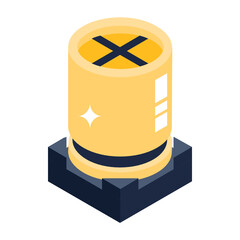 
Electronic component icon in isometric style, capacitor vector 

