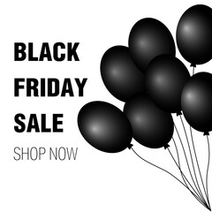Black Friday banner with black balloon