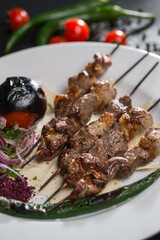Caucasian traditional kebab from different types of meat