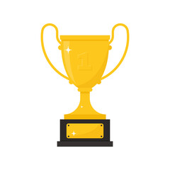 Champion cup. Vector illustration, isolated on white bakcground