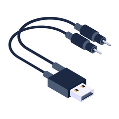
Isometric icon of usb cable, modern style vector 
