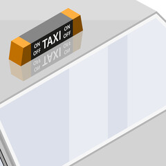 taxi lamp isometric flat icon. 3d colorful illustration. Pictogram isolated on car taxi roof background