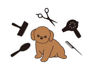 トリミングサロンの道具 アイコンイラストセット Brush Wall Mural Bru Yamamedal