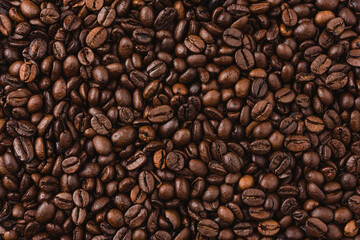 background of mountain of coffee beans