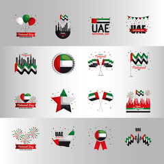 Uae national day icon set design, arab spirit and holiday theme Vector illustration