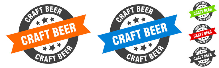 craft beer stamp. craft beer round ribbon sticker. tag