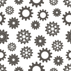 Gears seamless pattern. Vector drawing of factory gear wheels. Mechanical gear. The image of the gear.