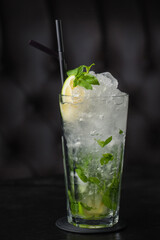 Mojito cocktail on black background