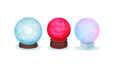 Magical Crystal Orbs as Mysterious Paranormal Wizard Sphere Vector Set