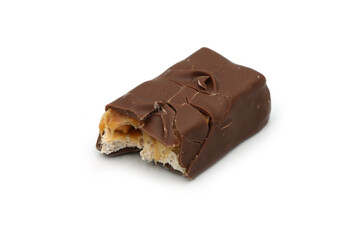 chocolate candy with caramel on white background