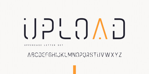 Vector thin linear sans uppercase letter set, alphabet, typography © rikkyal