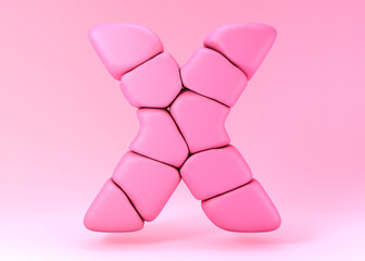 3d rendering symbol X bubble gum style