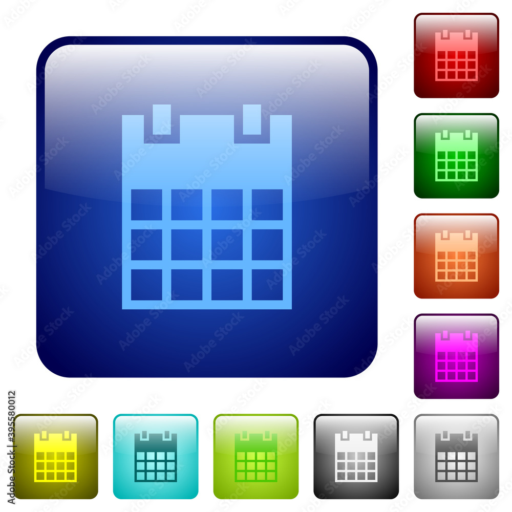 Poster single calendar color square buttons