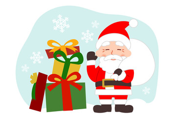 プレゼントの山とサンタクロース