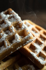 Homemade Belgium wafers with topping and sugar filling