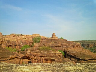 Naklejka premium The Rock-Cut Cave Temples Of Badami , Mystery of Karnataka,India