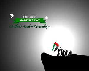 United Arab Emirate's Martyr's Day, vector illustration, 1 December, with flag on patriotic background 