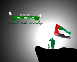 United Arab Emirate's Martyr's Day, vector illustration, 1 December, with flag on patriotic background 