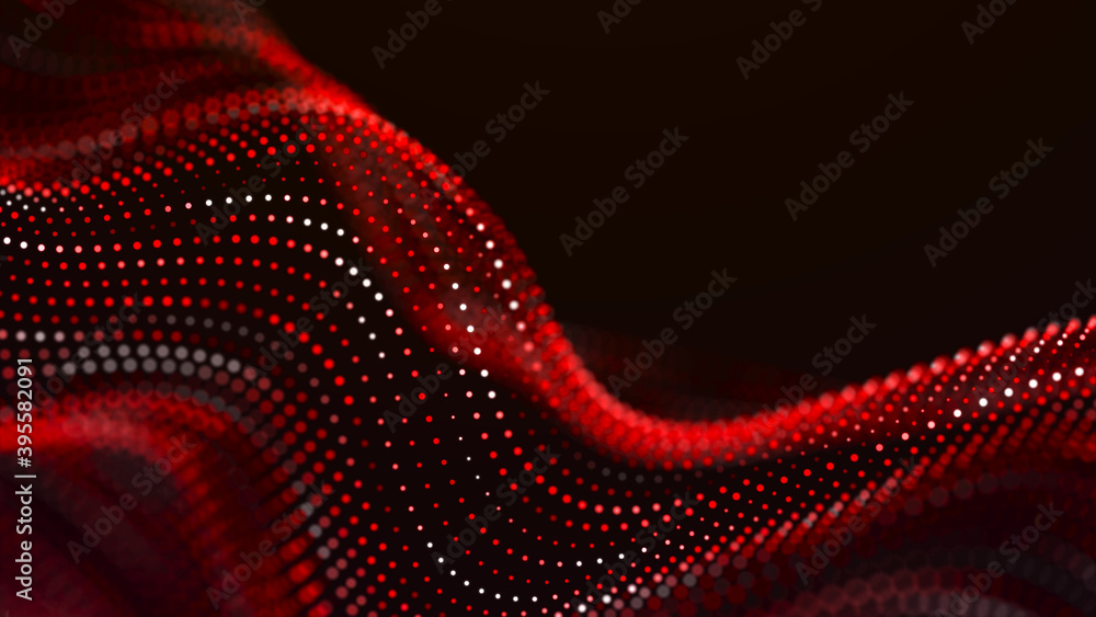 Aufkleber digital technology background. directed stream of luminous particles. big data visualization. 3d ren