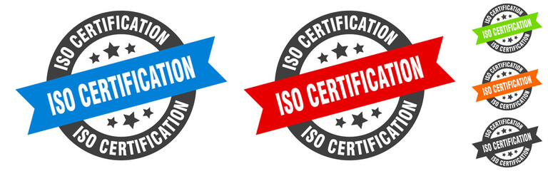 iso certification stamp. iso certification round ribbon sticker. tag