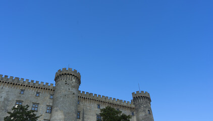 Blue sky background with medieval castle