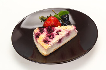 Cheesecake with cherry served strawberry