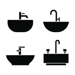 Sink icons set. Plumbing vector cons.
