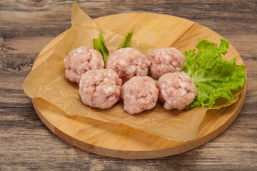 Homemade raw pork minced meatball for cooking