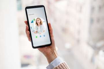 Smartphone with dressmaker contact on screen