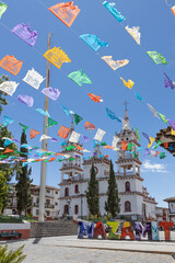 Fototapeta na wymiar Papel Picado Flags At Mazamitla, Jalisco.