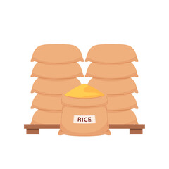 Rice sack cartoon vector. rice bag. symbol.
