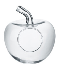 Apple-shaped glass fruit bowl isolated on white