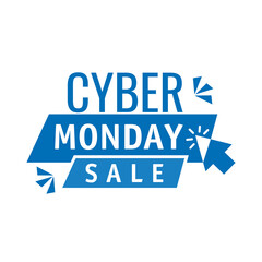 cyber monday lettering in ribbon frame with arrow mouse vector illustration design