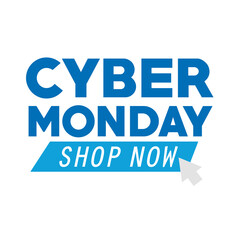 cyber monday lettering and mouse arrow in white background vector illustration design